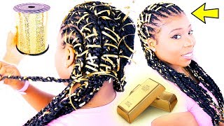 24K GOLD TREE BRAIDS?? Cornrow Tree Braids Step By Step Tutorial
