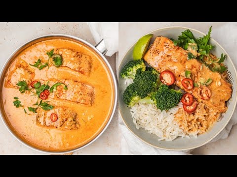 , title : '15 Minutes Salmon Coconut Curry (Thai Salmon Curry)'