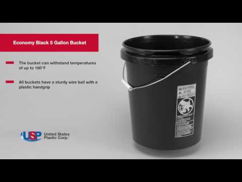 5 Gallon Black Regrind Plastic Pail, Metal Handle