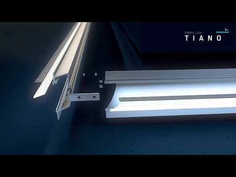 Відео огляд Алюмінієвий врізний профіль тип TIANO для LED стрічок, з розсіювачем LUMINES. (Ціна за 1 м.п.)