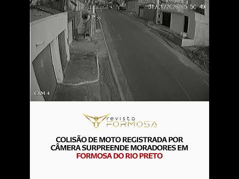 Colisão de moto registrada por câmera surpreende moradores em Formosa do Rio Preto