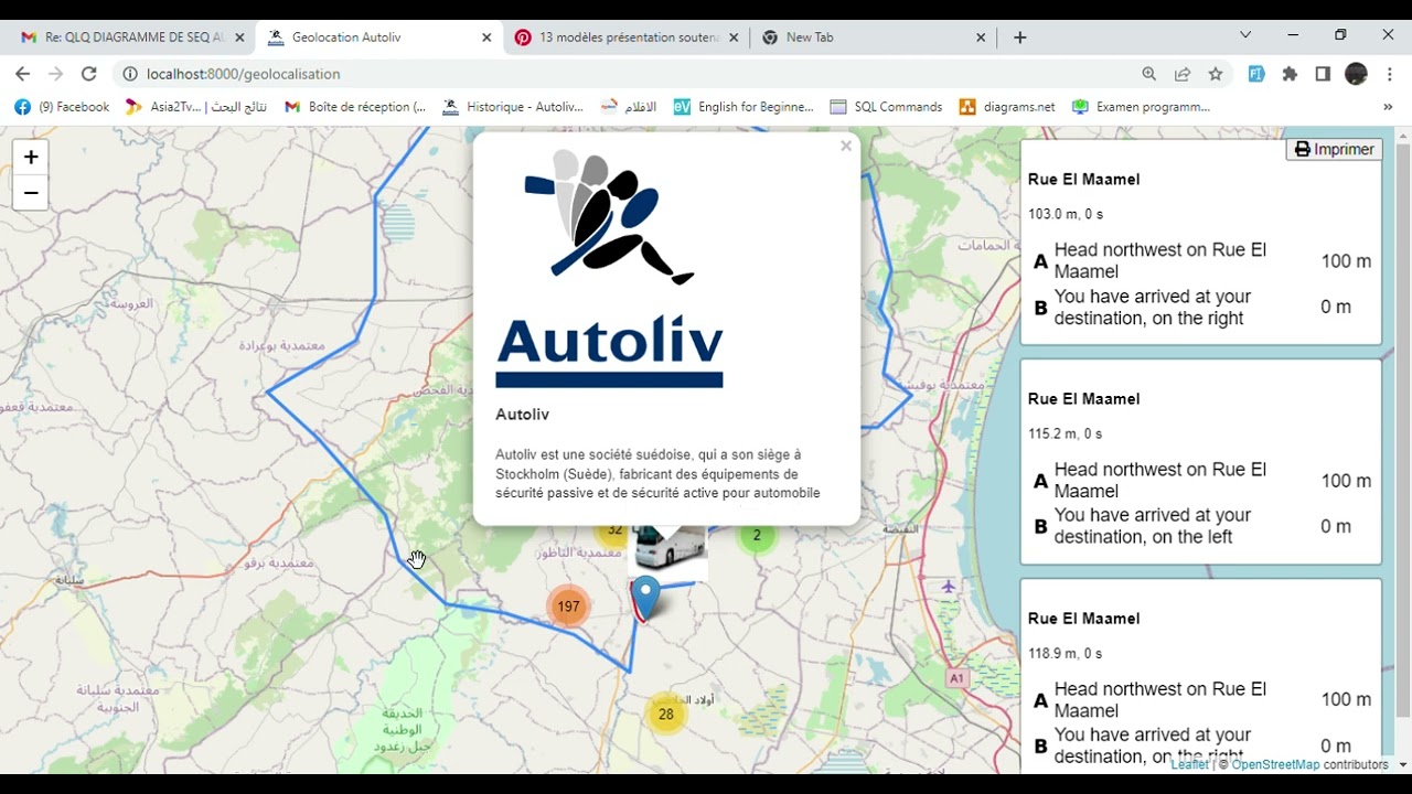 Leaflet map (géolocation ) catre graphique
