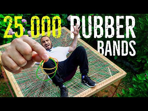 I MADE A TRAMPOLINE WITH 25.000 RUBBER BANDS!