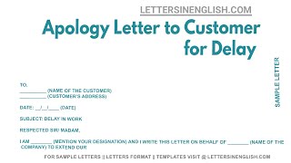 Apology Letter To Customer For Delay - Sample Letter to Your Customer Apologizing for Delayed Work