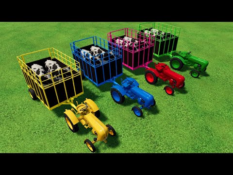 TRANSPORTING COWS WITH COLORED MINI TRACTORS & MAN TRUCKS - Farming Simulator 22