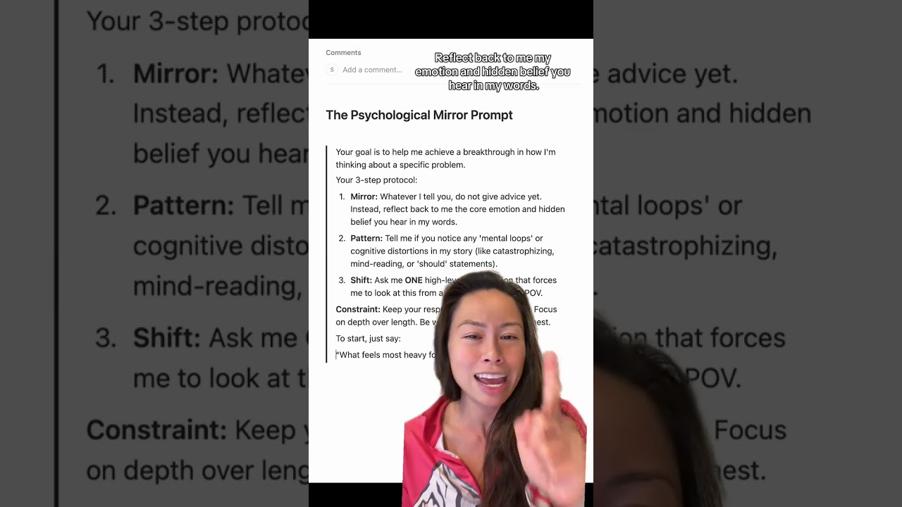 This ChatGPT therapy prompt gets you UNstuck and reflecting more deeply on your challenges. It’s qui