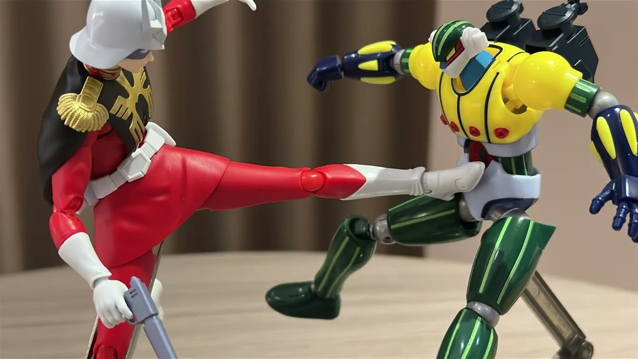 【コマ撮り】【キャラ崩壊】シャア vs 鋼鉄ジーグ #smp #stopmotion  #bandai #スパロボ #superrobotwars #shfiguarts