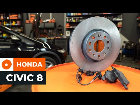 How to change front brake disc and pads set on HONDA CIVIC 8 [TUTORIAL AUTODOC]