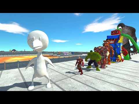 Rainbow Friends White vs Cave Troll Deluxe LAVA DEATH RUN - Animal Revolt Battle Simulator