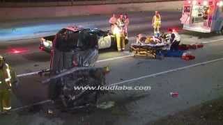 Driver Ejected &amp; Killed in Freeway Crash / Downey   RAW FOOTAGE