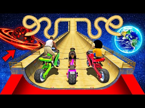 SHINCHAN AND FRANKLIN TRIED THE IMPOSSIBLE SNAKE MEGA RAMP EARTH SUN CHALLENGE BY CARS & BIKES GTA 5