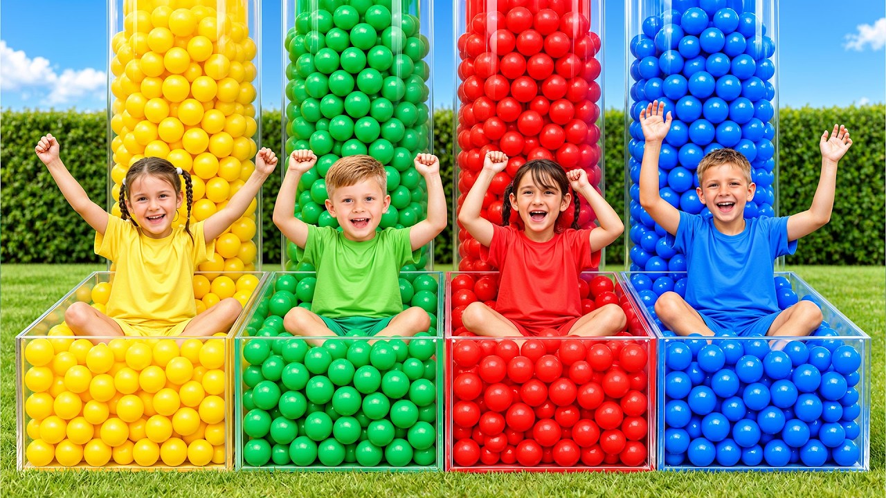 4 Colors Challenge! Kids Find and Sort Colorful Balls