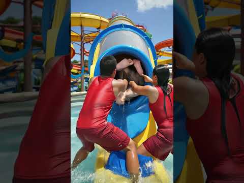 A man climbed into a children’s water slide at the waterpark and got completely stuck!