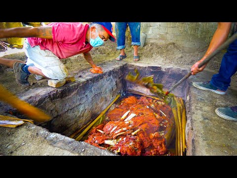 Real Mexican BBQ "Barbacoa" - 100kg FULL COW Barbecue in Oaxaca Village! *VEGANS BEWARE*