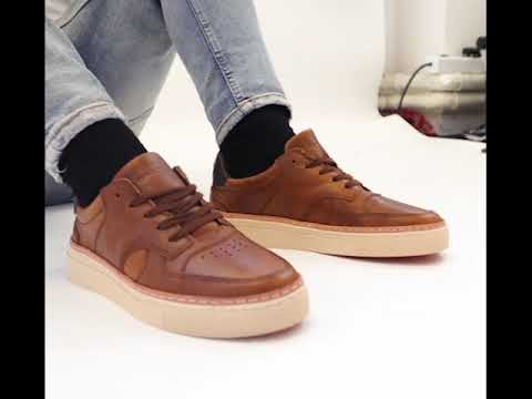 | Shuperb™ Gant MC JULIEN Mens Leather Trainers Cognac