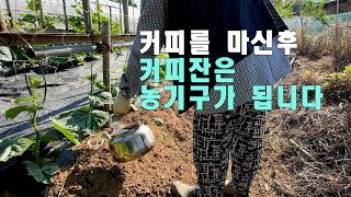커피를 마신후 커피잔은 농기구가 됩니다