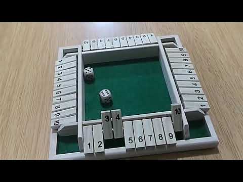 Four Sided 10 Numbers Shut The Box Board Game Wooden Flaps & Dice Set Deluxe Board Game Party Club G