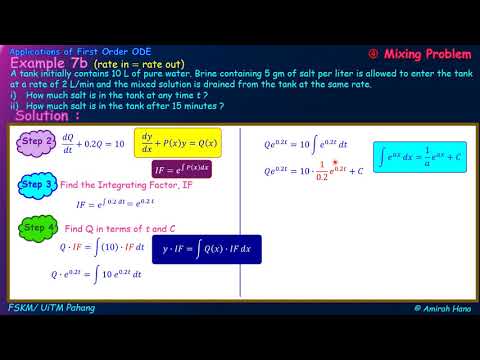 ODE mixing problem (rate in = rate out, example 7b)