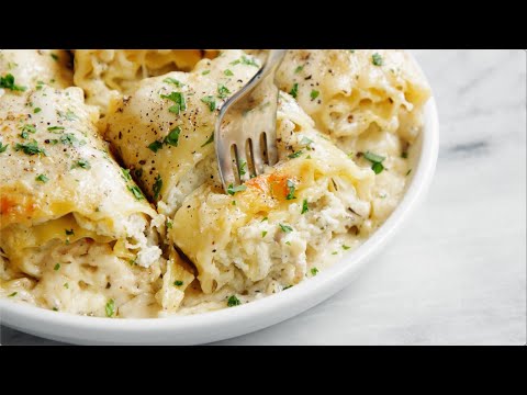 Lasagna Roll Ups with Garlic Parmesan Cream Sauce