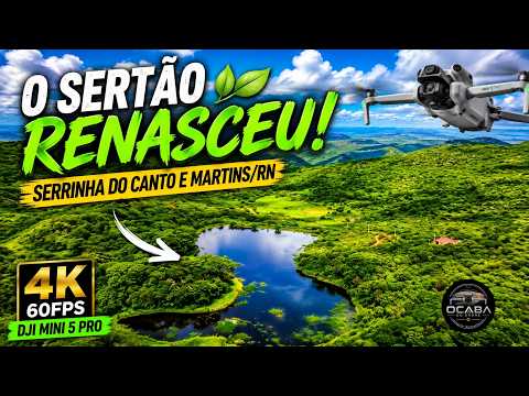 O Sertão RENASCEU! 🌿 Voo 4K sobre Serrinha do Canto e Martins/RN após as chuvas | DJI Mini 5 Pro