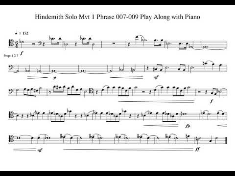Hindemith Sonata Phrase 007 008 009 Play Along with Piano Tempo 152