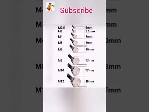 nut and bolt size with mm