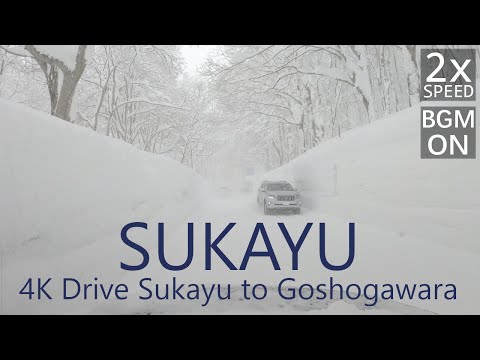 4K Snow Drive: Sukayu [酸ヶ湯] to Goshogawara 62km under heavy snow [Revised Ver.][BGM]
