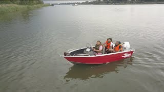 Лодка Girgis 440DK на воде. Отгрузка лодки на реке. Покатушки и замер скорости. Отзывы клиентов