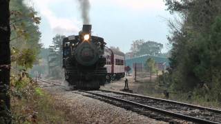 preview picture of video 'Texas State Railroad 201 leaving Rusk yard for her final trip in 2010'