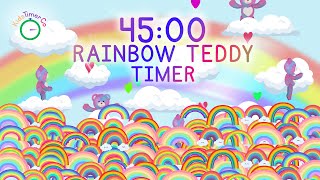 45 Minute Rainbow Teddy Countdown! Fun Visual Timer for Kids
