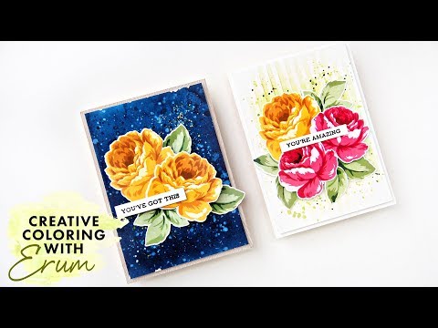 Creative Coloring with Erum: Two Quick Cards with Antique Roses