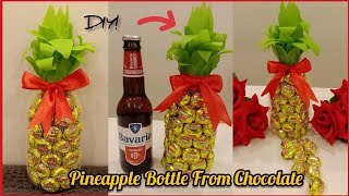 DIY Pineapple Bottle From Chocolate | DIY Gift Wrap | Valentine Gift Idea | Easy DIY for Valentine🍍