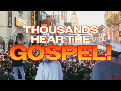 Preaching the gospel to thousands on Hollywood Blvd!