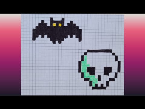 Pixel Art : chauve souris/tête de mort
