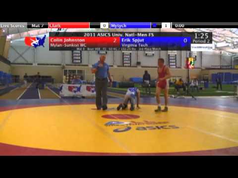 University Freestyle Third Place 60kg - Colin Johnston vs. Erik Spjut