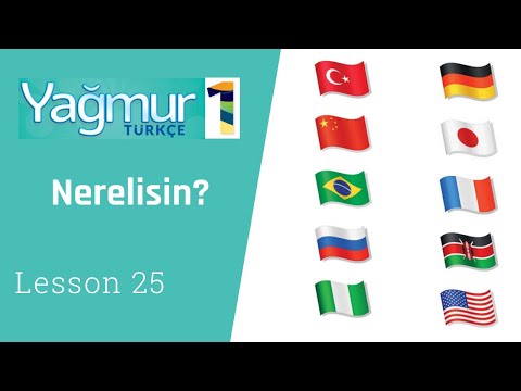 Learn Turkish Lesson 25,  Where are you from?  "Countries", -  Nerelisiniz? "Ülkeler"