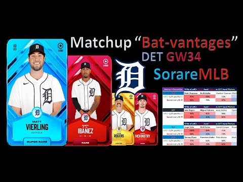 Matchup "Bat-vantages"  SorareMLB  Fantasy Baseball Preview GW34 Tigers  Simple & Effective Strategy