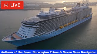 SHIPS TV - 3 Cruise Ships Departing Port of Southampton (LIVE)