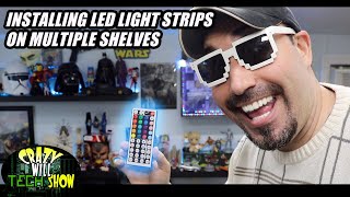 Installing LED light strips on multiple shelves