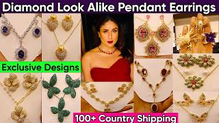 Exclusive Premium Diamond look Alike Crystal Pendant Earrings Collection 2026 | Celebrity Designs