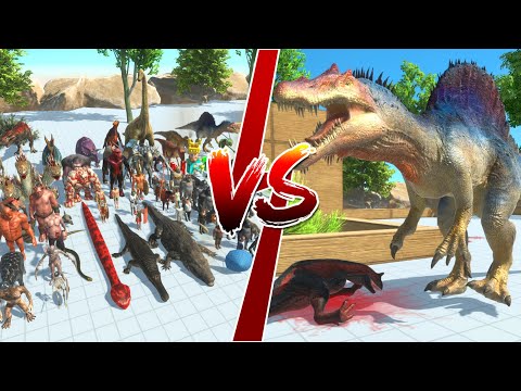 Escape from Blue Spinosaurus Demon | Animal Revolt Battle Simulator | ARBS