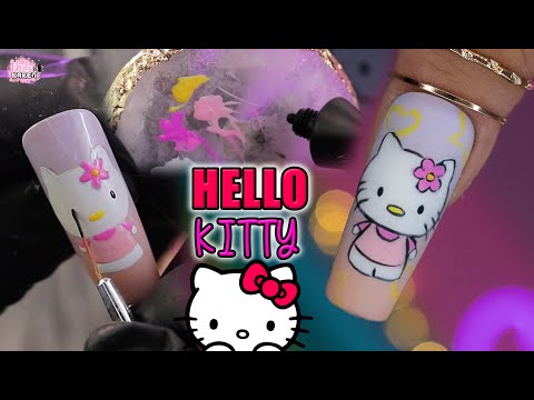 Hello Kitty Mano Alzada *paso a paso | NailsBykaren