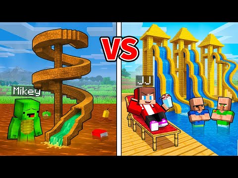 JJ and Mikey: POOR vs RICH Water Park Battle in Minecraft - Maizen