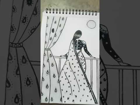 How to draw a beautiful traditional girl with saree.#india#like# Subscribe#@Subhra art academy