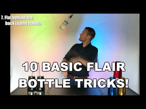 Flair bartending instruction video 2: 10 basic working flair moves with bottle!