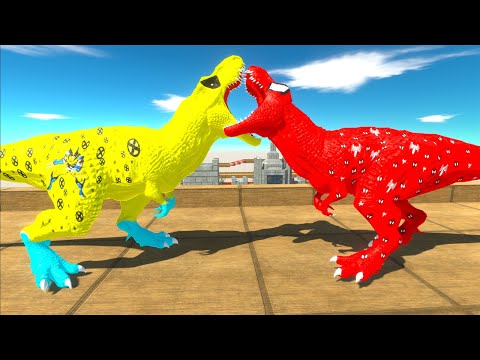 WOLVERINE T-REX vs HULK GORO vs SPIDERMAN T-REX DEATH CLIMB -  Animal Revolt Battle Simulator