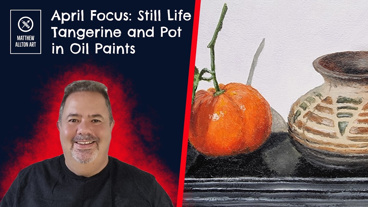 Painting on Arches Huile Paper | Tangerine & Earthenware Pot Realistic Still Life Process