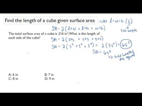 Part of a video titled Find the length of a cube given surface area - YouTube