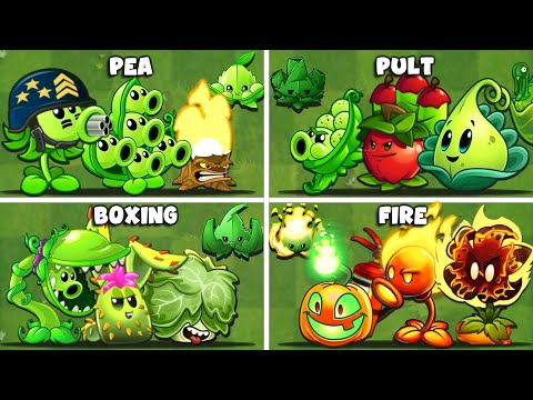 PvZ2 4Teams: PEA x PULT x FIRE x BOXING - Who Will Win ? Team Plant vs Team Plant.