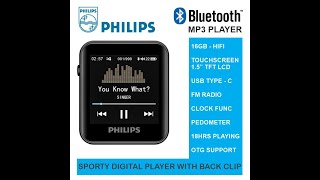 PHILIPS SA6116 - BLUETOOTH MP3 PLAYER 16GB HIFI SPORTY WITH BACK CLIP CLAMP DESIGN